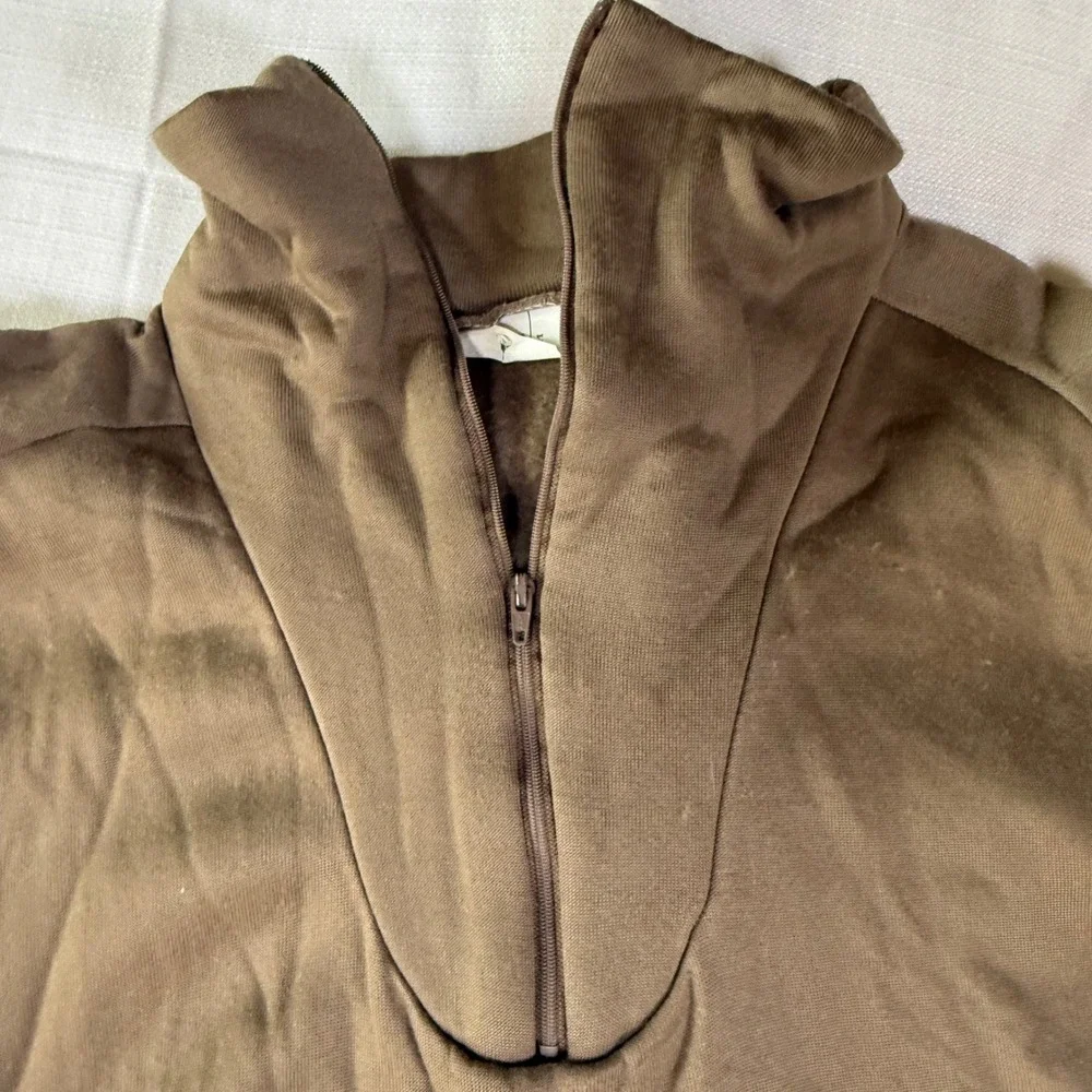 US Military‎ Cold Weather Polypropylene Undershirt XL Brown 1 4 Zip Thermal